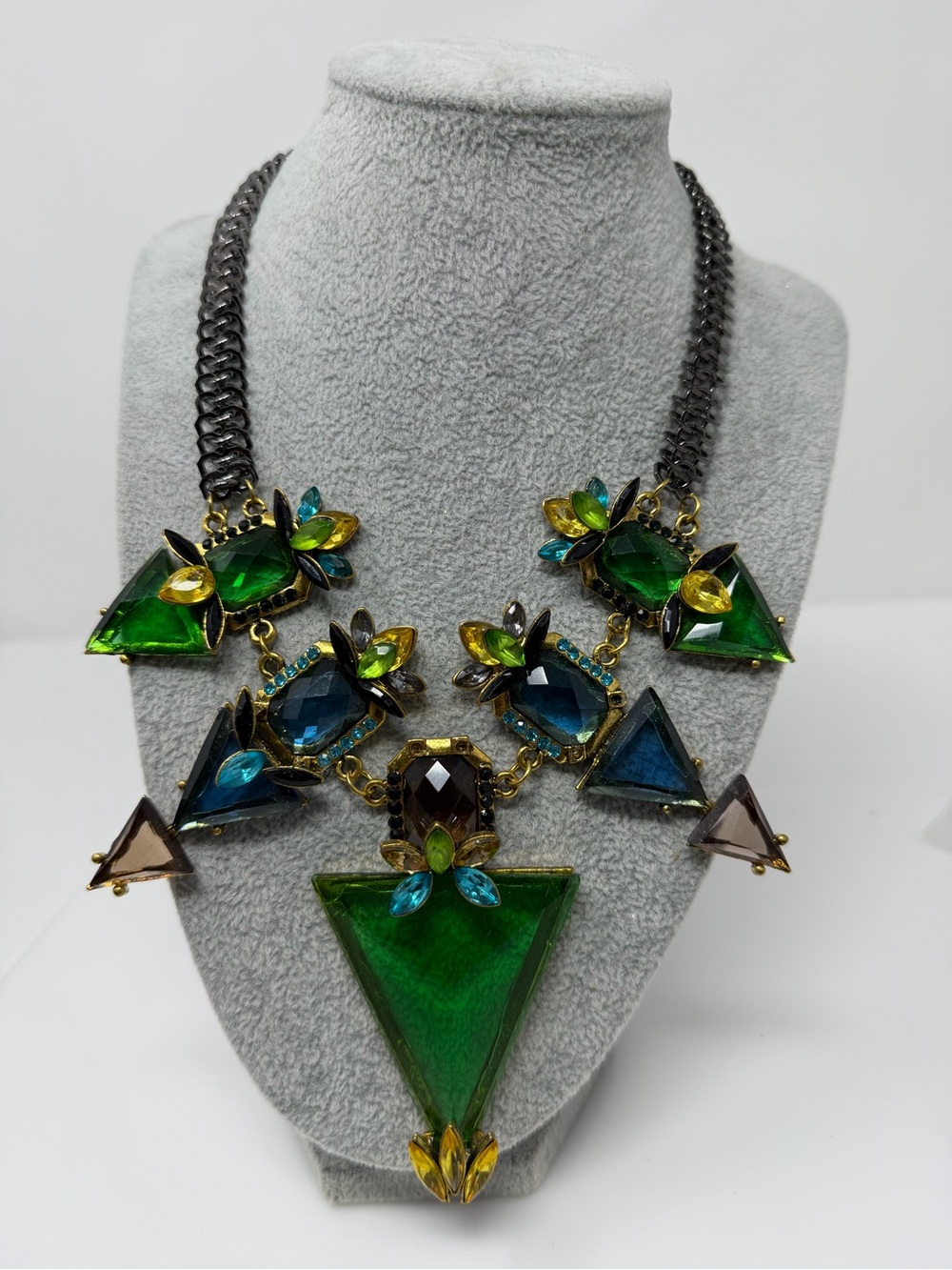 Green & Blue Crystal Statement Necklace